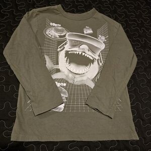 The Childrens Place Boys Gamer Shark‎ Graphic Long Sleeve Shirt Green Size 5/6 S